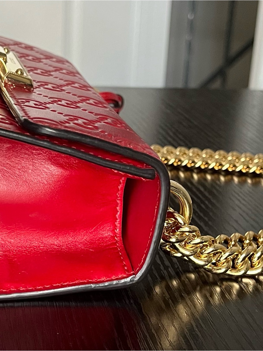 Gucci Guccissima Small Red Padlock Chain Shoulder Bag - Picture 13 of 13
